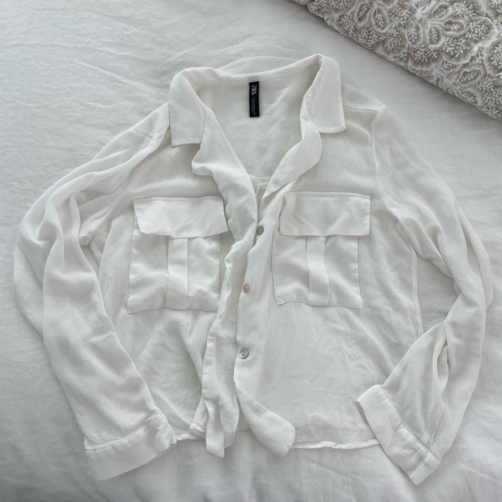 Sheer button up top